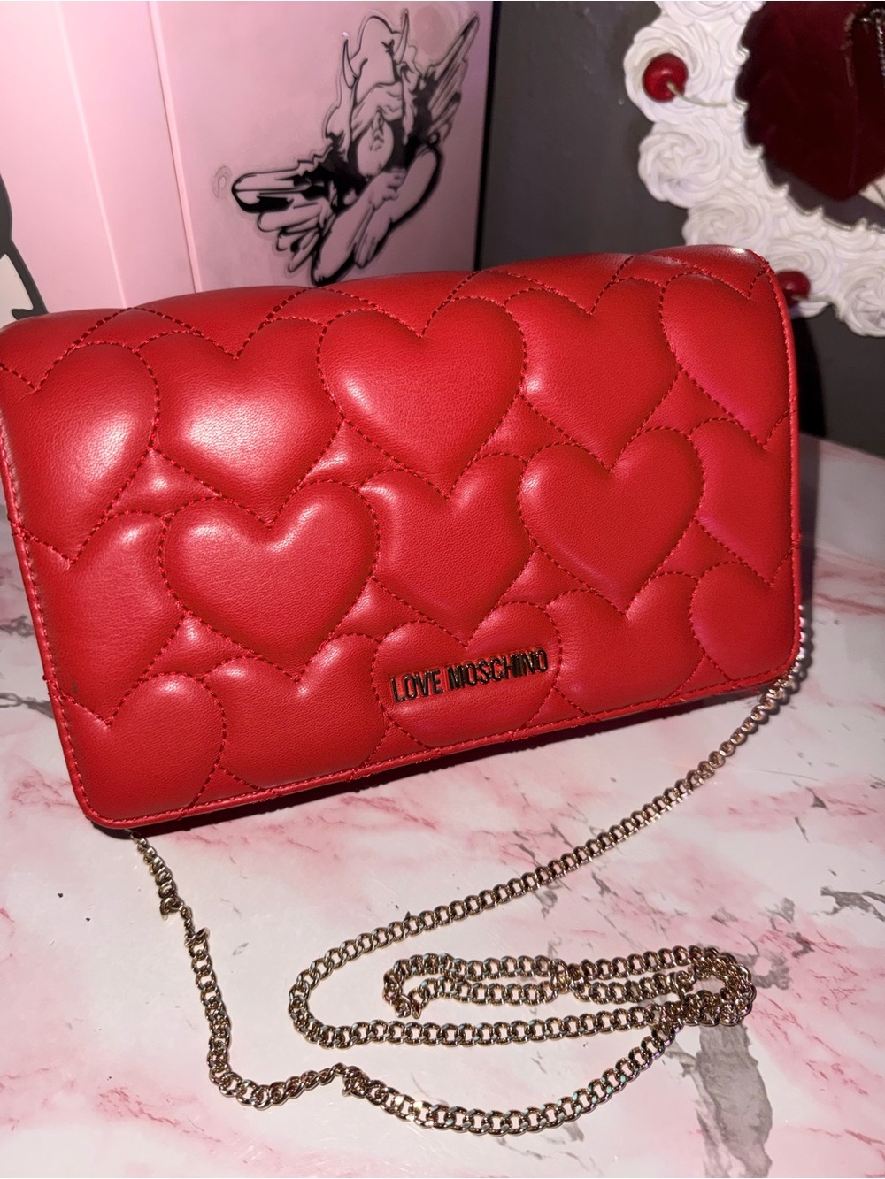 Love Moschino Red Heart Pattern Crossbody - Picture 3 of 16